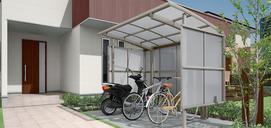 新生活 DIY エクステリアG-STYLEサイクルポート LIXIL リクシル TOEX フーゴRパーク 基本 22-18型 屋根 通常ポリカ サイド パネル 波板 パネル高さ H1200 自転車 駐輪 diy バイク置き