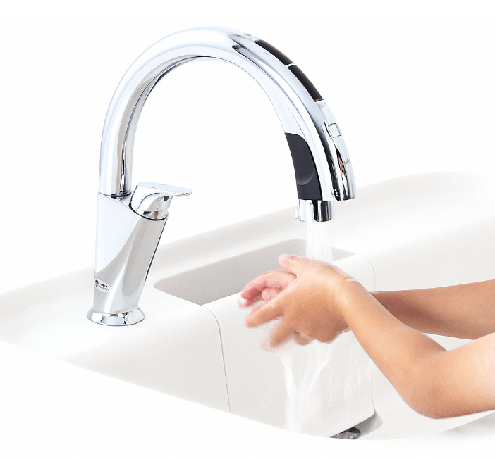 省スペース壁付手洗器 温水自動水栓（電気温水器100V式）付き LIXIL